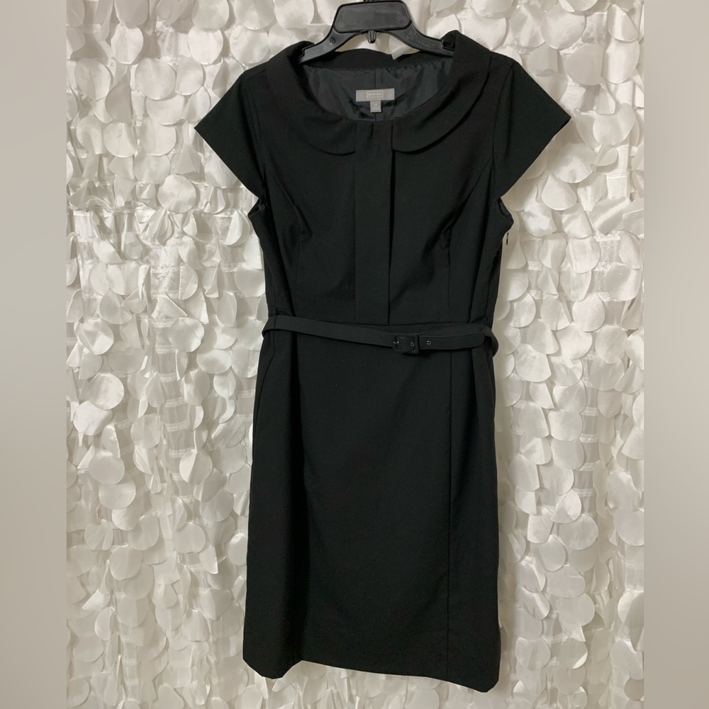 Merona Black Belted Cap-Sleeve Sheath Dress